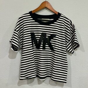 Michael Kors Stripped MK Logo Top size M short sleeve oversized style